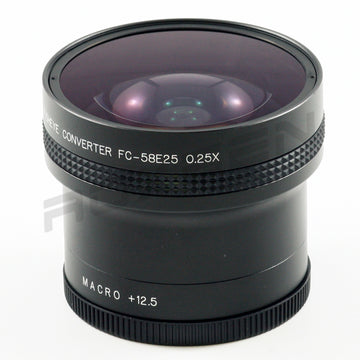 0.25x Fisheye Super Wide Conversion Lens 180 degrees 52mm / 55mm / 58mm for Canon Sony Nikon Panasonic Pentax +12.5 macro